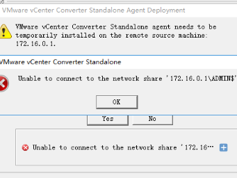 VMware P2V：Unable to connect to the network share \ADMIN$