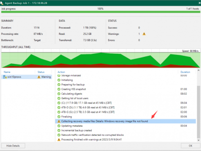 使用Veeam备份物理机出现“Windows recovery image file not found”的解决办法 