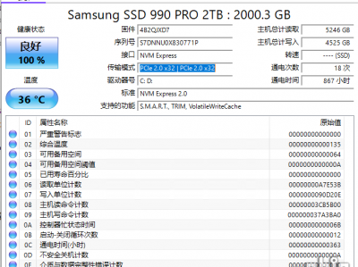 CrystalDiskInfo为啥显示传输模式是PCIE2.0*32