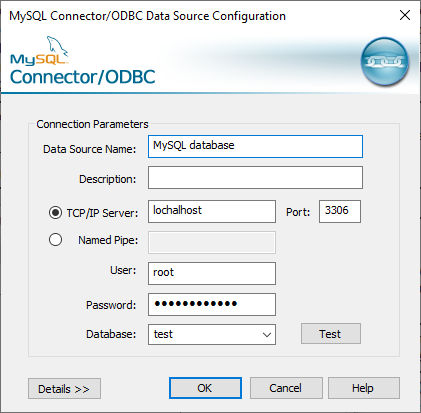 连接 MySQL 数据库的连接器/ODBC 连接参数
