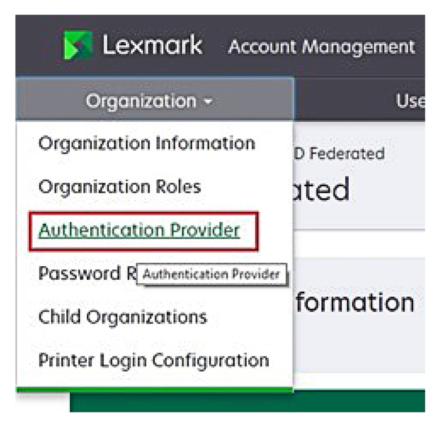 A screenshot showing the Authentication Provider setting.