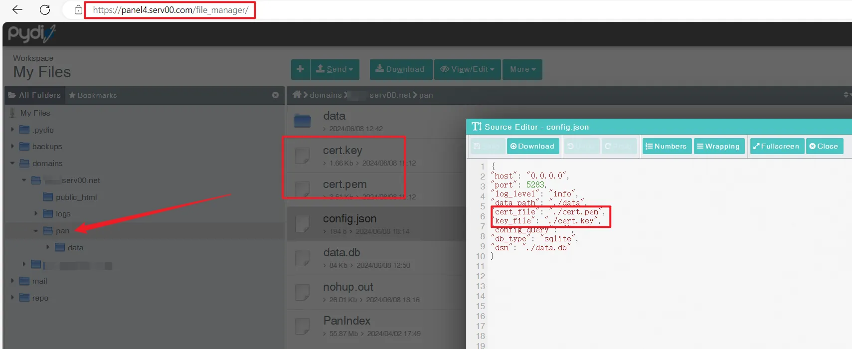 certificate and config.json